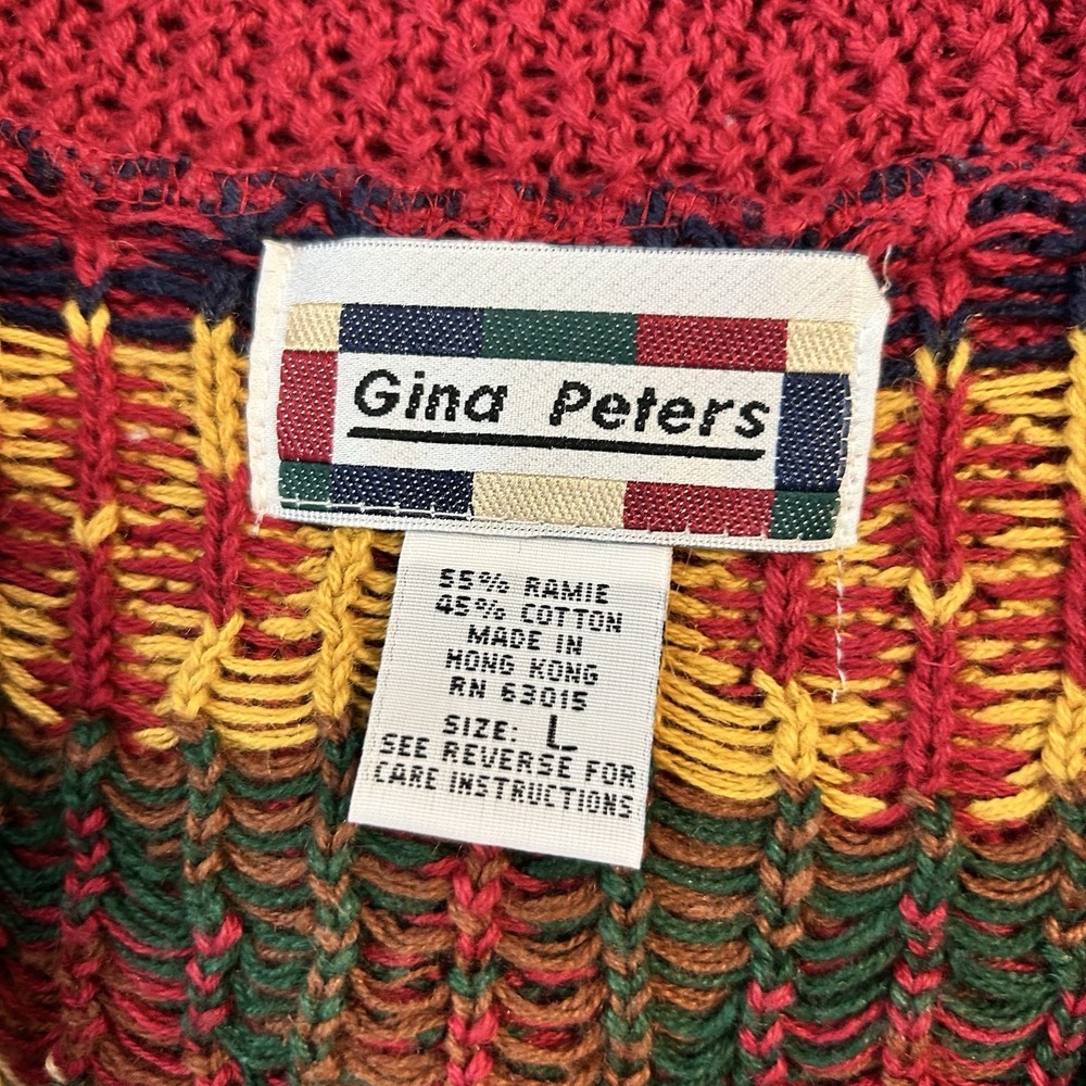 Vintage Women's Large Gina Peter's Sweater Vest. Button Up, Colorful. - Picture 2 of 7